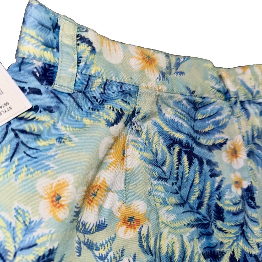Liz Claiborne Lizwear VTG Cotton Skort Petite 14 NWT Blue Tropical Snap Zip Fly - Picture 4 of 6